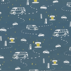 Digitaldruckstoff "Bus und Tankstelle"