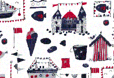 Baumwollstoff Serie "Hamburg": Küsten-Motive