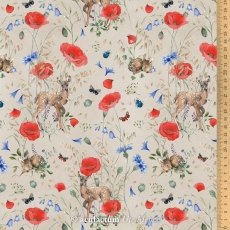 Baumwollstoff Rehe im Sommerfeld