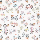 Interlock-Jersey bunte Fahrräder (weißer Hintergrung)